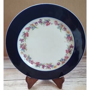 Royal Epiag Cobalt Blue Floral 10 IncDinner Plate Made In Czechoslovakia